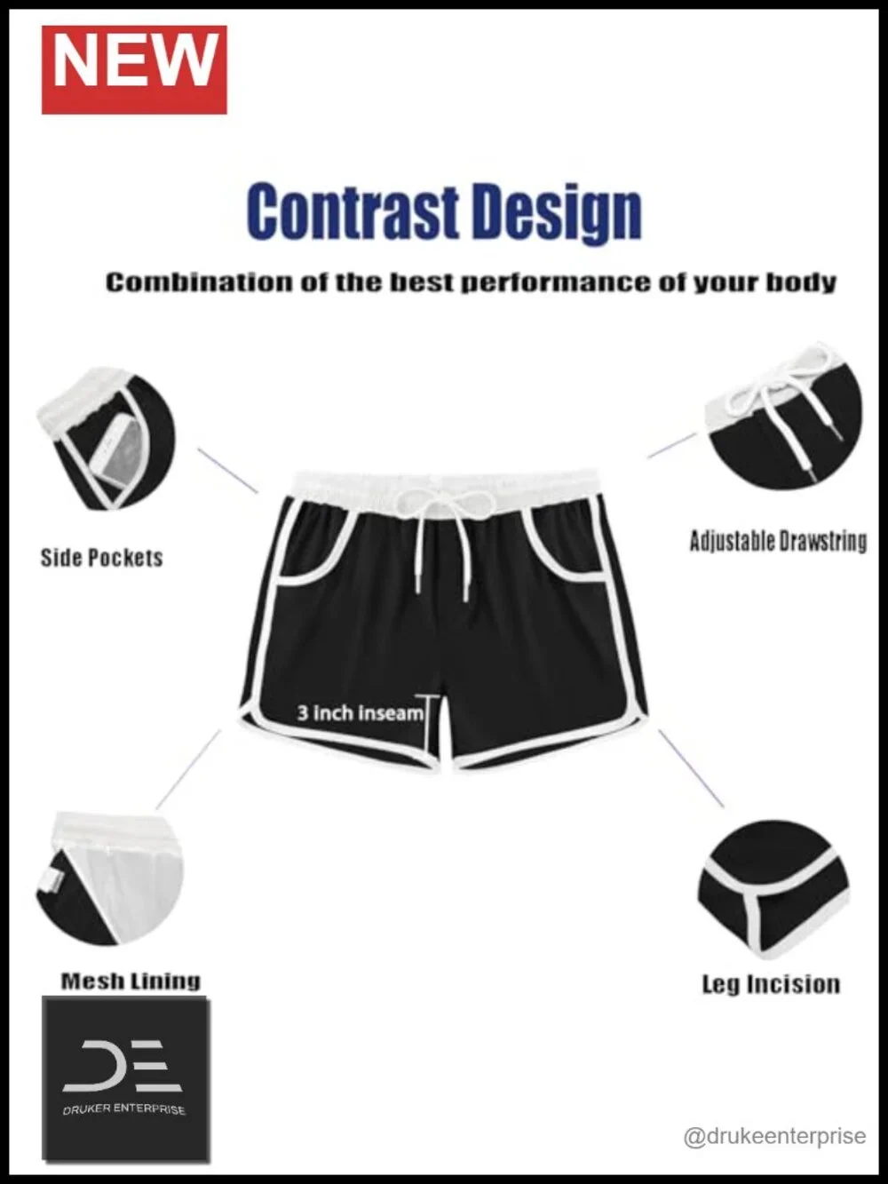 Men's Quick Dry Swim Trunks Board Shorts with Mesh Liner